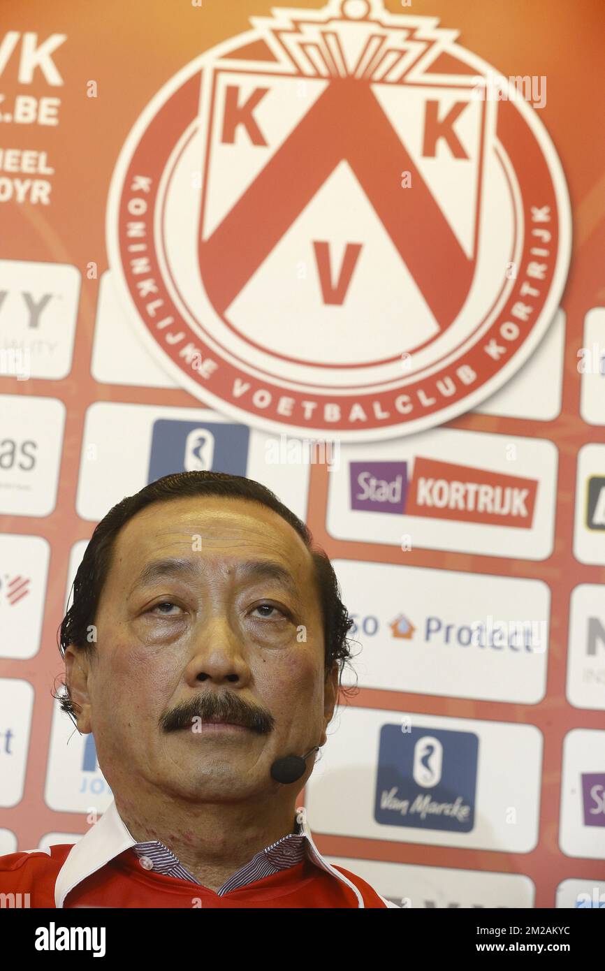 Kortrijk owner Vincent Tan pictured during the presentation of the new stadium of Belgium first league team KV Kortrijk, Sunday 29 October 2017, in Kortrijk. BELGA PHOTO NICOLAS MAETERLINCK Stock Photo