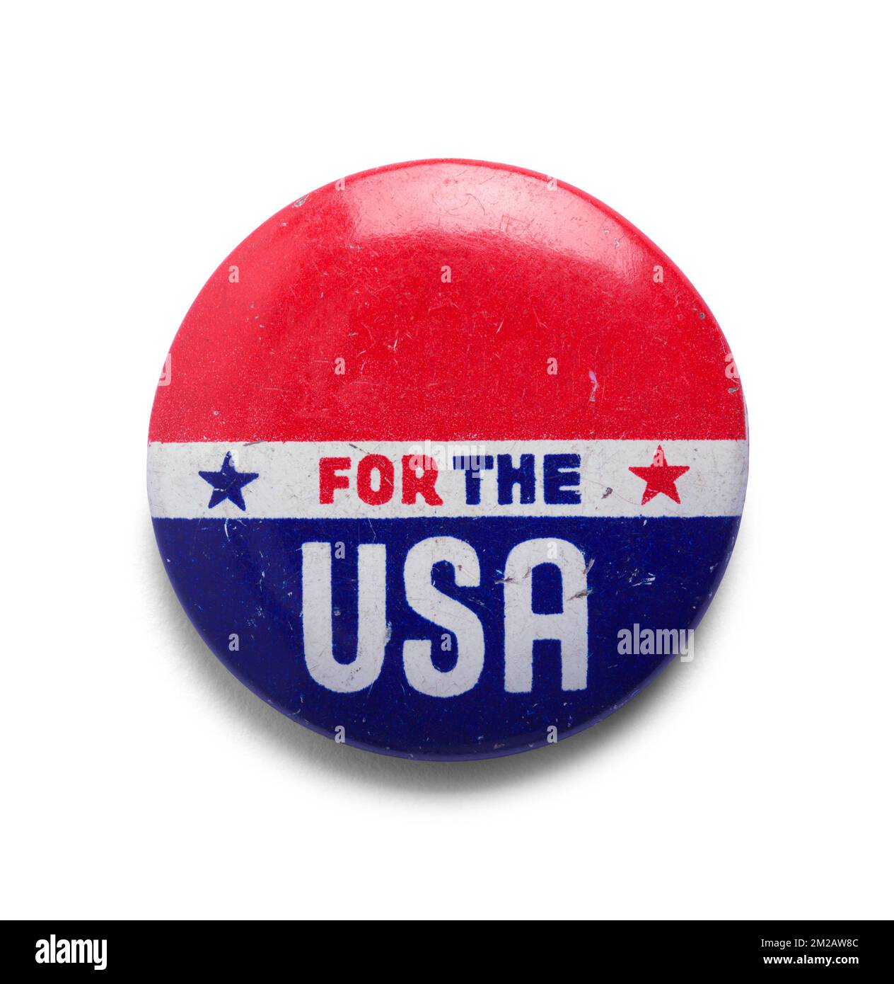 Antique Election Button Cut Out on White. Stock Photo