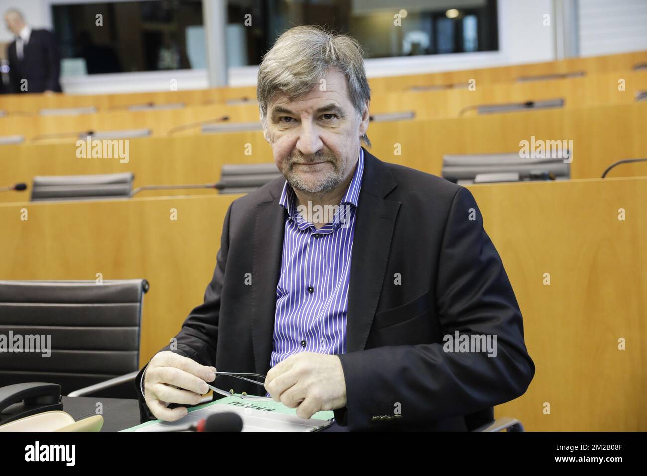 N-VA's Wilfried Vandaele pictured during a dialogue session between parliament of the Brussels Region, Flemish parliament and Walloon parliament on climate ahead of COP23 climate top in Bonn later this month, in Brussels, Monday 13 November 2017. BELGA PHOTO THIERRY ROGE Stock Photo