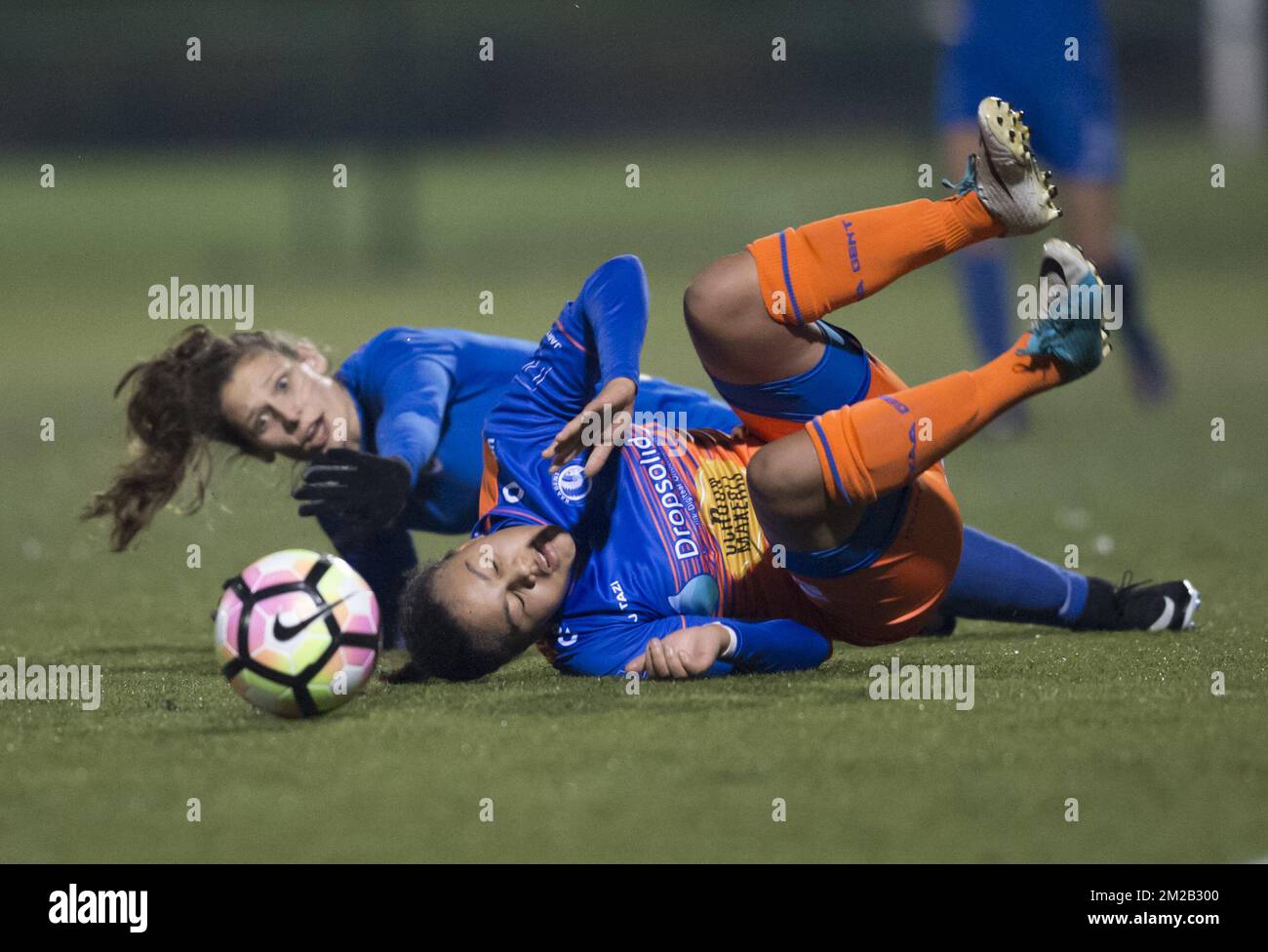 Genk's Nathalie Weytjens and Gent's Mariam Abdulai Toloba fight for the ...