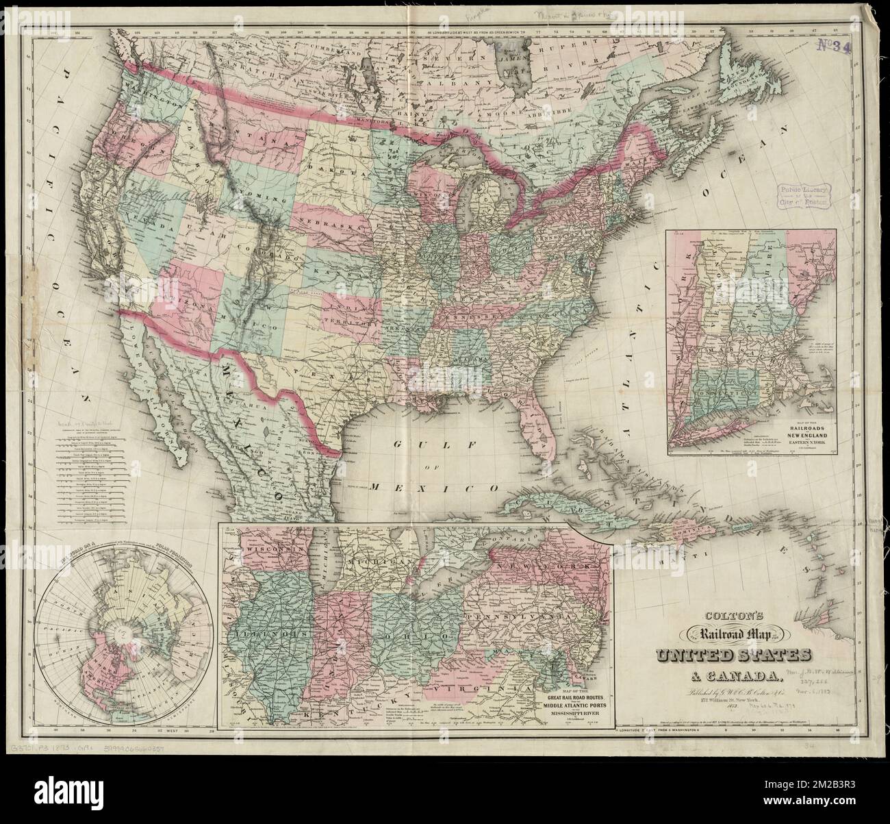Colton 39 s new railroad map of the - Coltons New Railroad Map Of The United States Canada Railroads United States Maps United States Maps Norman B Leventhal Map Center Collection 2M2B3R3