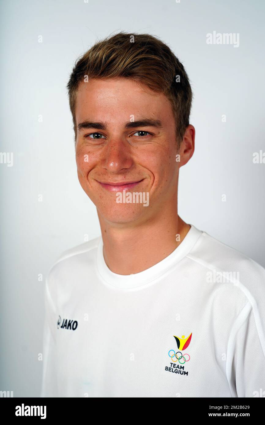 Belgian triathlete Marten Van Riel poses for the photographer during ...