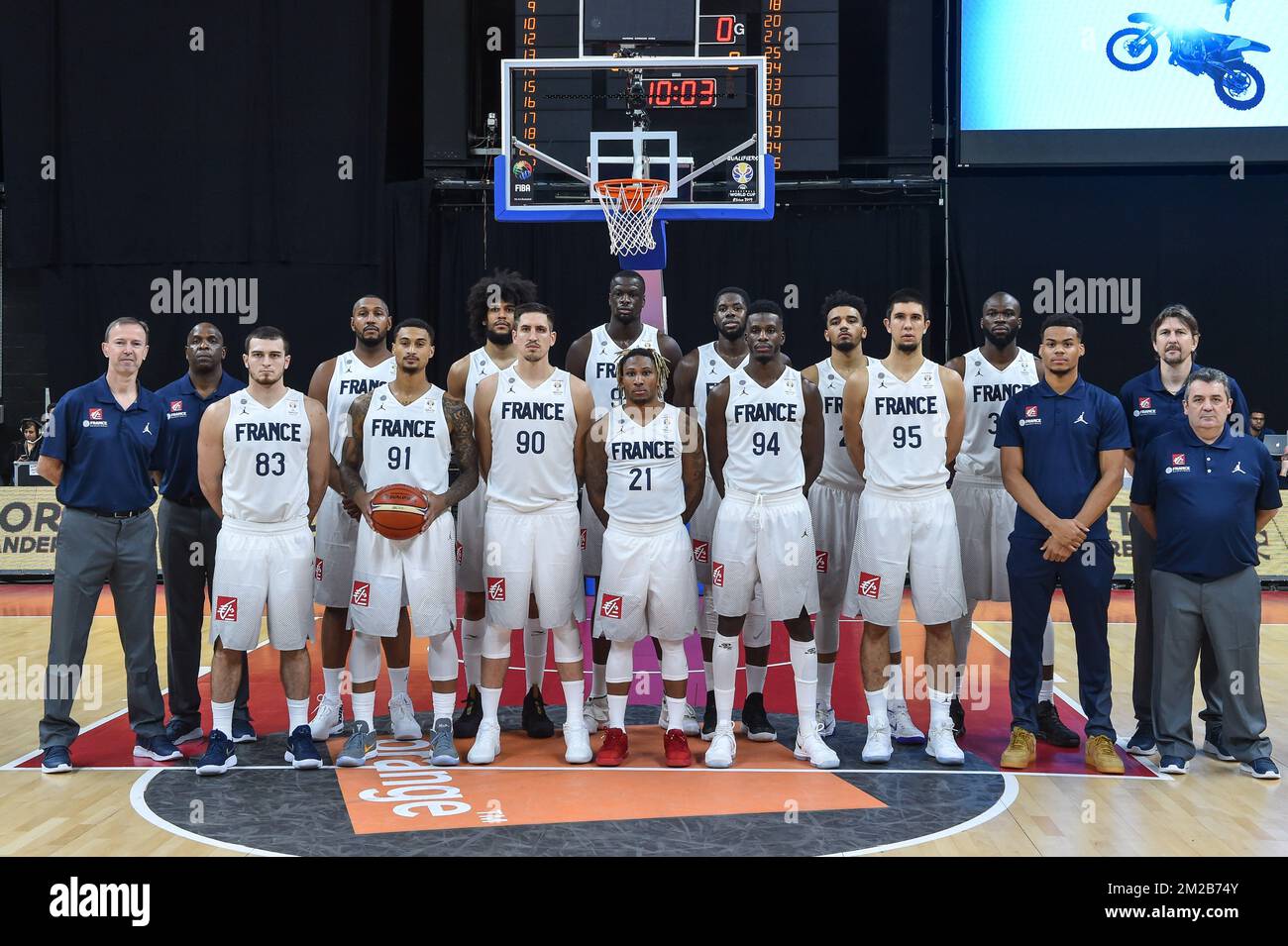 French team and pictured before the first qualification basketball game