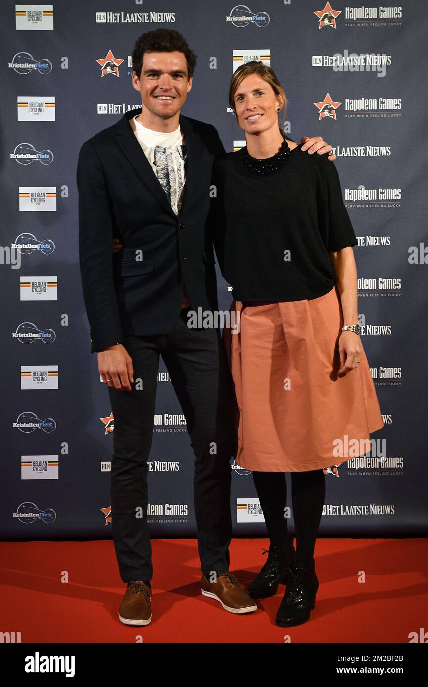 Greg Van Avermaet and his girlfriend Ellen pictured before the 26th edition  of the 'Kristallen Fiets 2017' (Crystal Bike - Velo de Cristal) award  ceremony for the best cyclist of the 2017