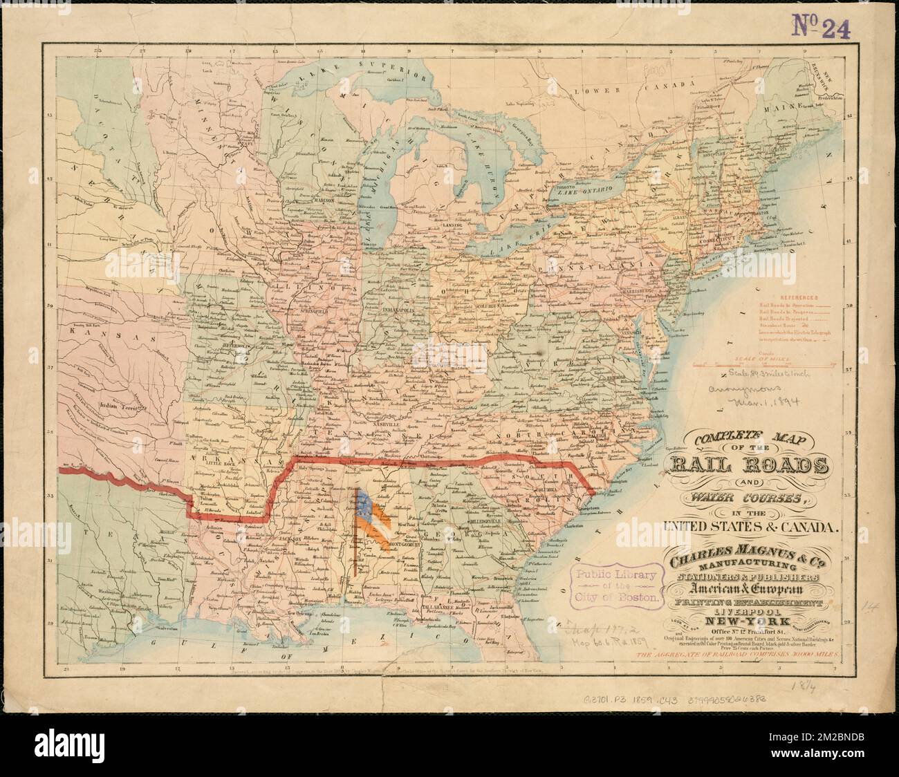 Complete map of the rail roads - Complete Map Of The Rail Roads And Water Courses In The United States Canada Railroads United States Maps Railroads Canada Maps Waterways United States Maps Waterways Canada Maps Telegraph Lines United States Maps Telegraph Lines Canada Maps United States Maps Norman B Leventhal Map Center Collection 2M2BNDB 