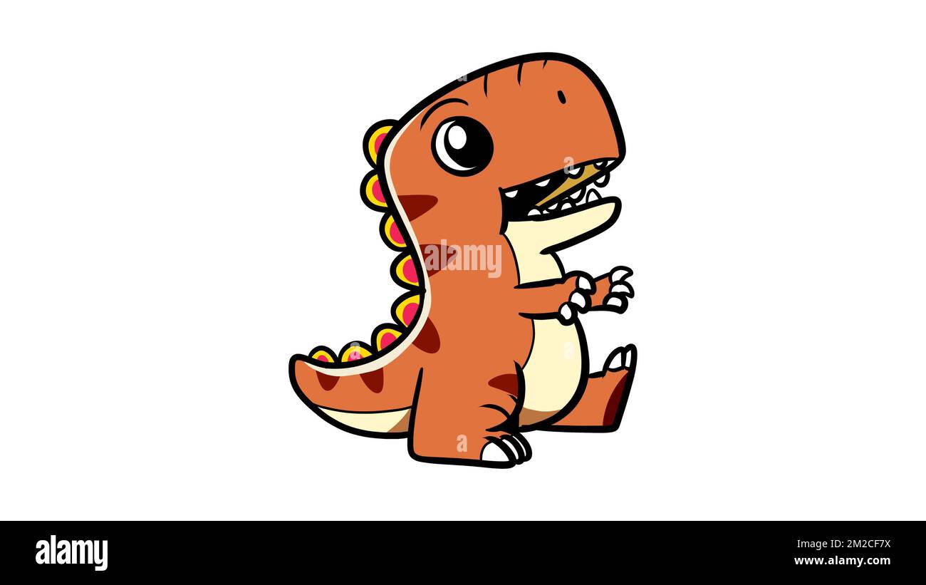 Cartoon dinosaurs. Cute dino, dinosaur and palm. Color wildlife characters,  prehistoric predator. Funny baby animals garish vector collection Stock  Vector