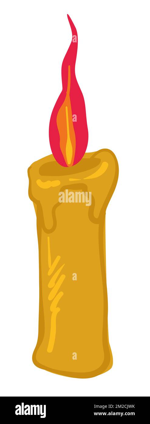 Burning candle with flame and wax, melting candlestick Stock Vector ...