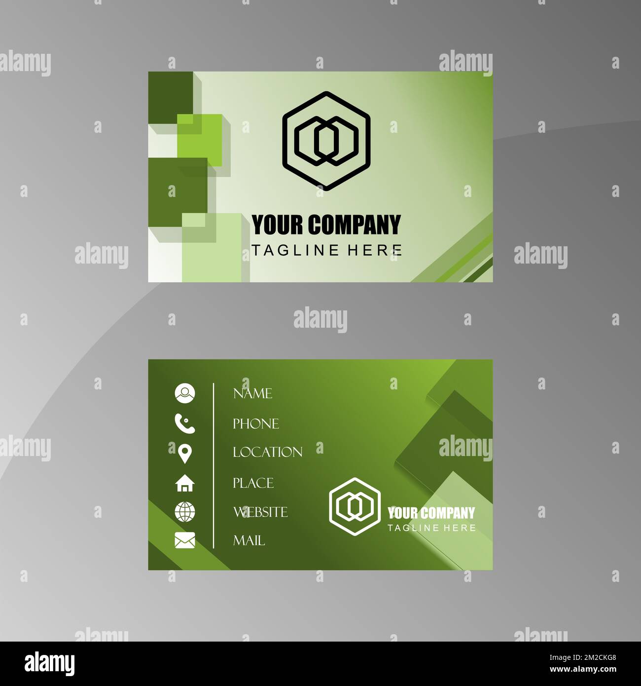 green color Elegant business card template front and back image graphic