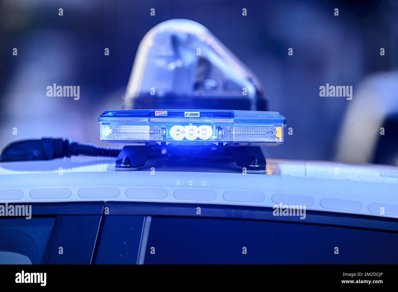 Sirene and flashing lights | Operation et deploiement de police. Sirene et gyrophare Stock Photo