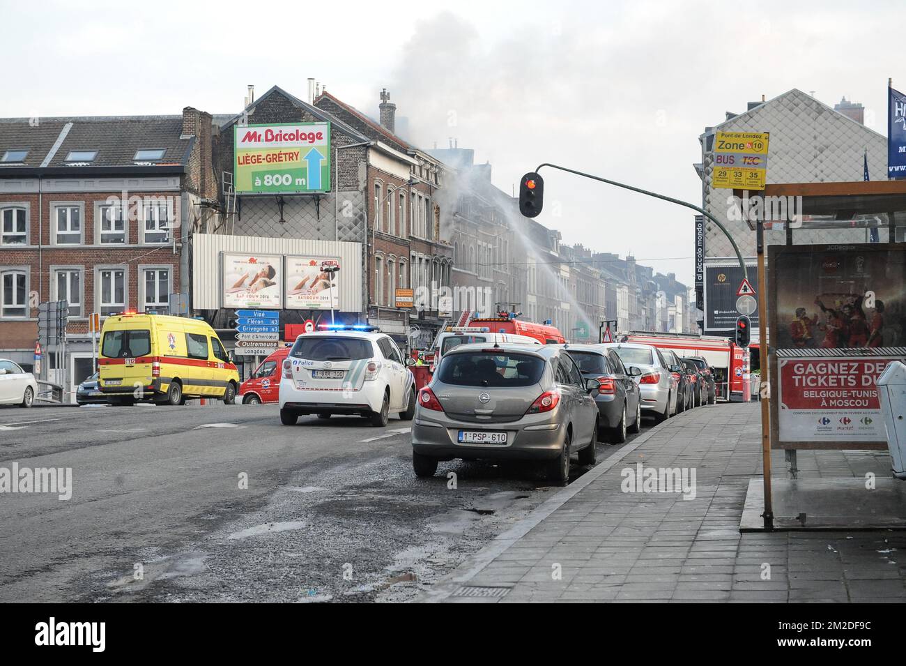 Illustration picture shows the scene of an explosion in the rue Gretry in  Liege, Saturday 03 March 2018. A gas explosion occurred this afternoon on  the second floor of a house in
