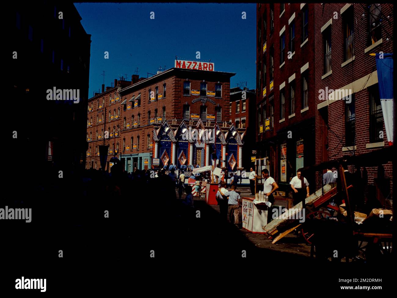 Crowded North End street set up for festival, Boston , Festivals. Edmund L. Mitchell Collection