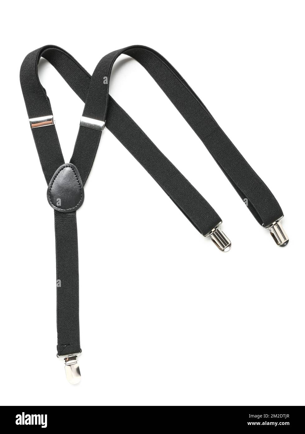 Black suspenders on white background Stock Photo Alamy