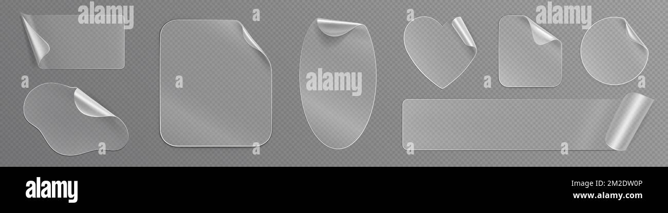 Realistic set of transparent stickers with peel off corners png ...