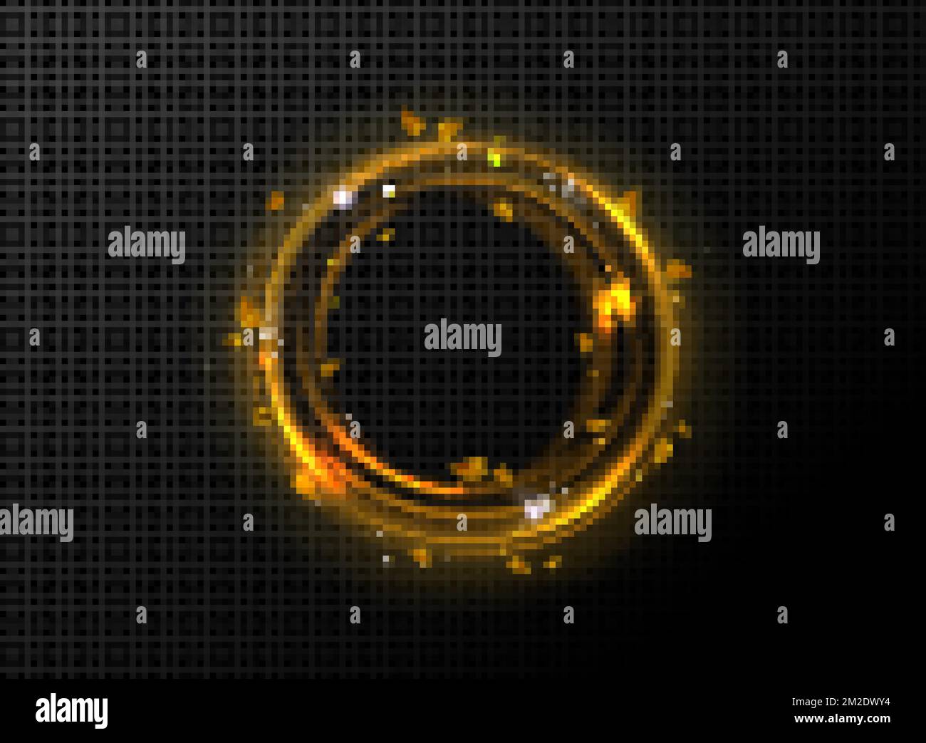 Shiny light circle frame with yellow foliage png isolated on transparent background. Realistic