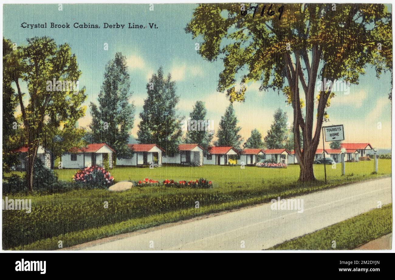 Crystal Brook Cabins, Derby Line, Vt. , Motels, Tichnor Brothers Collection, postcards of the