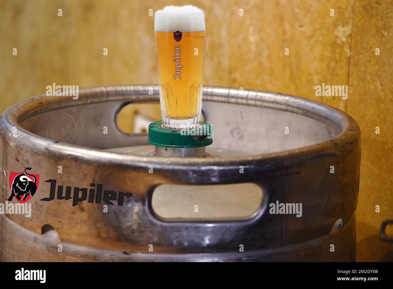 Beer Jupiler| Fût de Jupiler 28/02/2018 Stock Photo