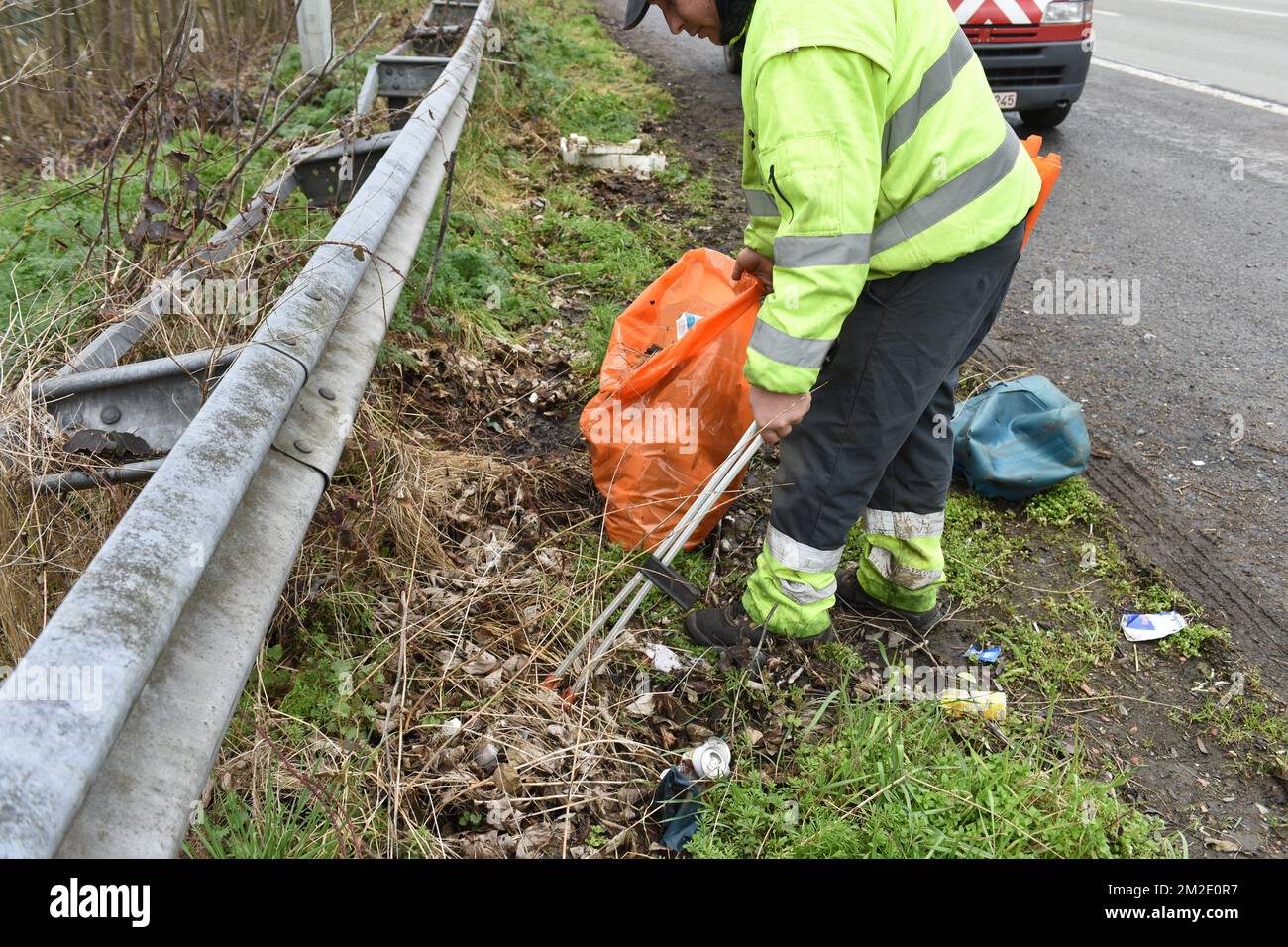 Collecting waste SPW | Ramassage des déchets SPW 16/03/2018 Stock Photo