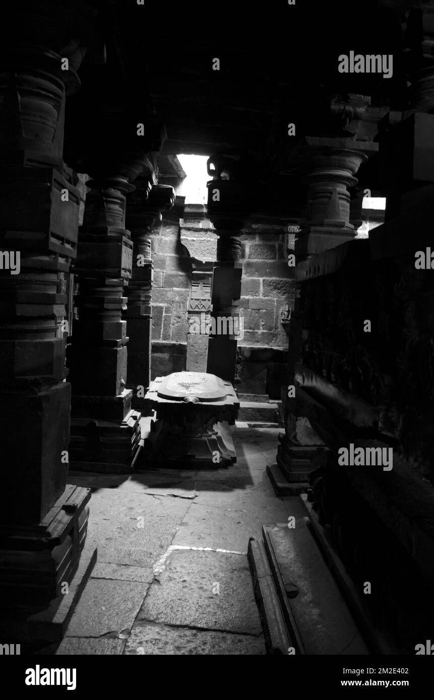 05 March 2015, Pune, India, Ancient Temple of hindu god shiva, Bhuleshwar Temple is situated on a hill and was built in the 8th century. There are cla Stock Photo