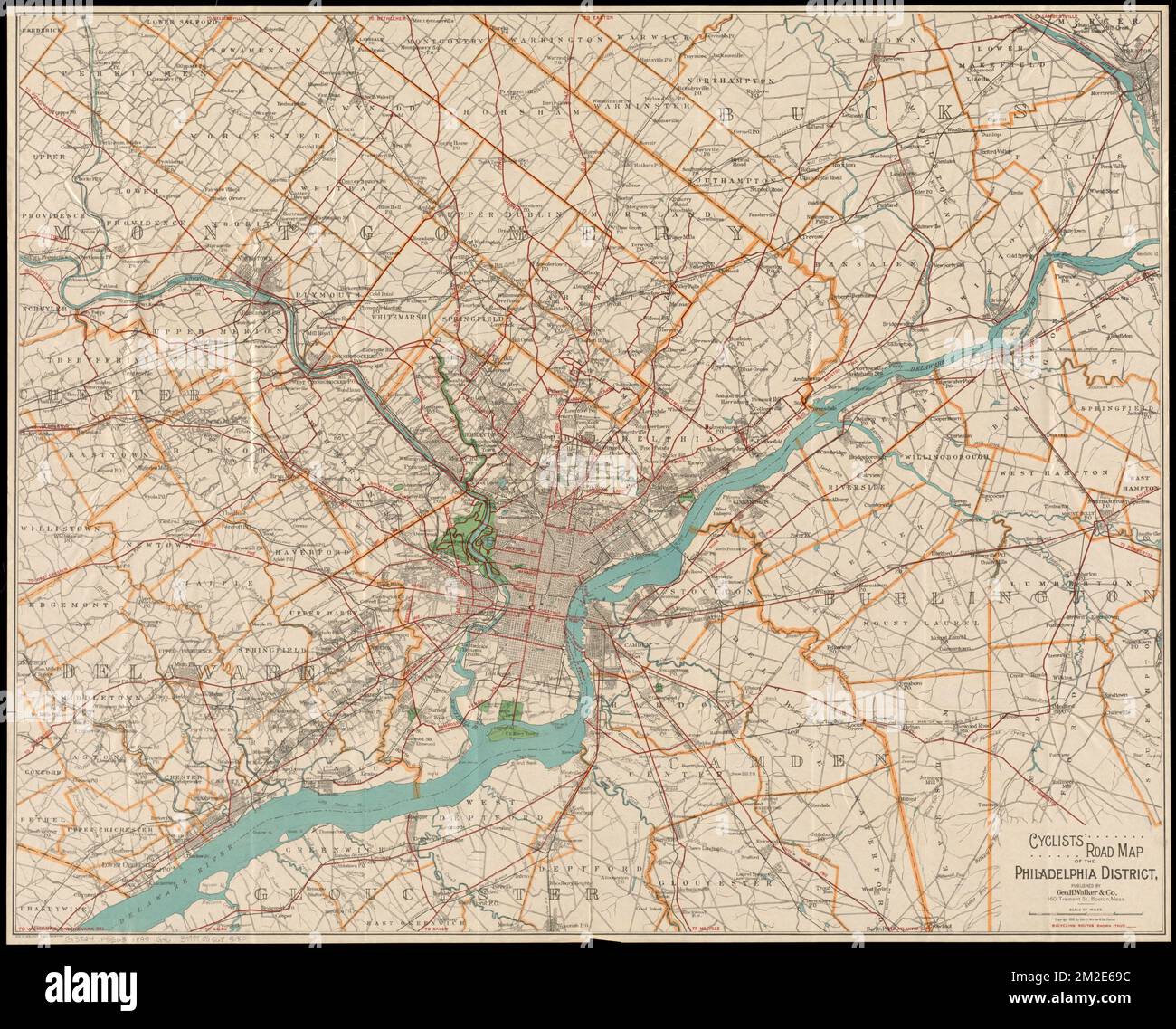 Cyclists 39 road map of the Philadelphia - Cyclists Road Map Of The Philadelphia District Bicycle Trails Pennsylvania Philadelphia Maps Philadelphia Pa Maps Norman B Leventhal Map Center Collection 2M2E69C