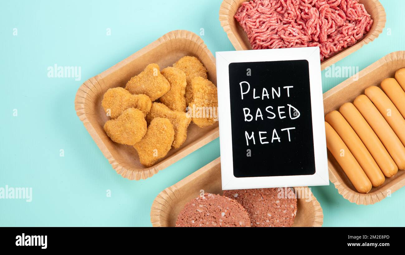 Variety of plant based meat. Plant based vegetarian alternative meat