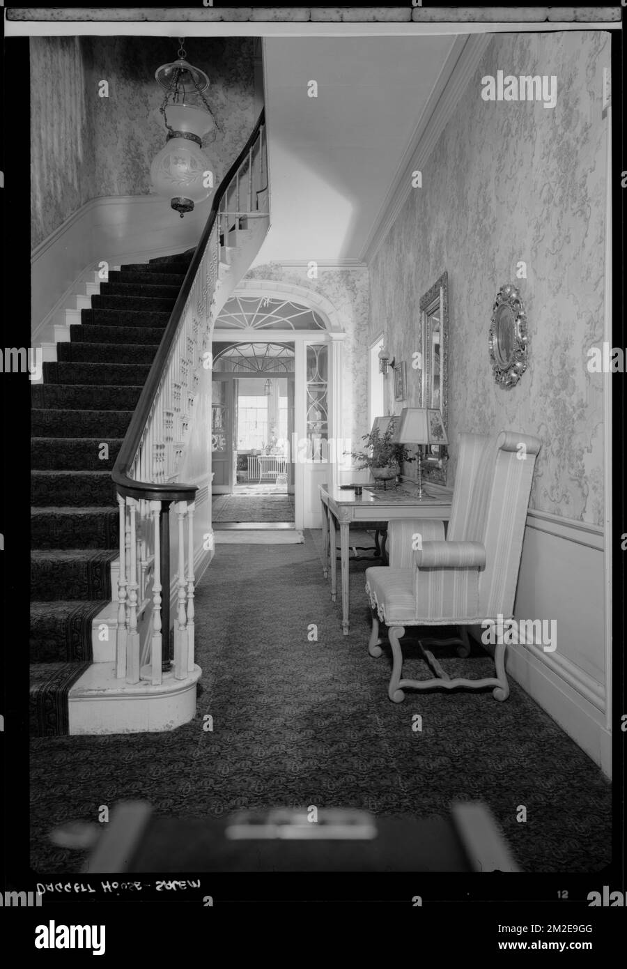 Daggett House, Salem interior, hallway stairs , Interiors, Stairways