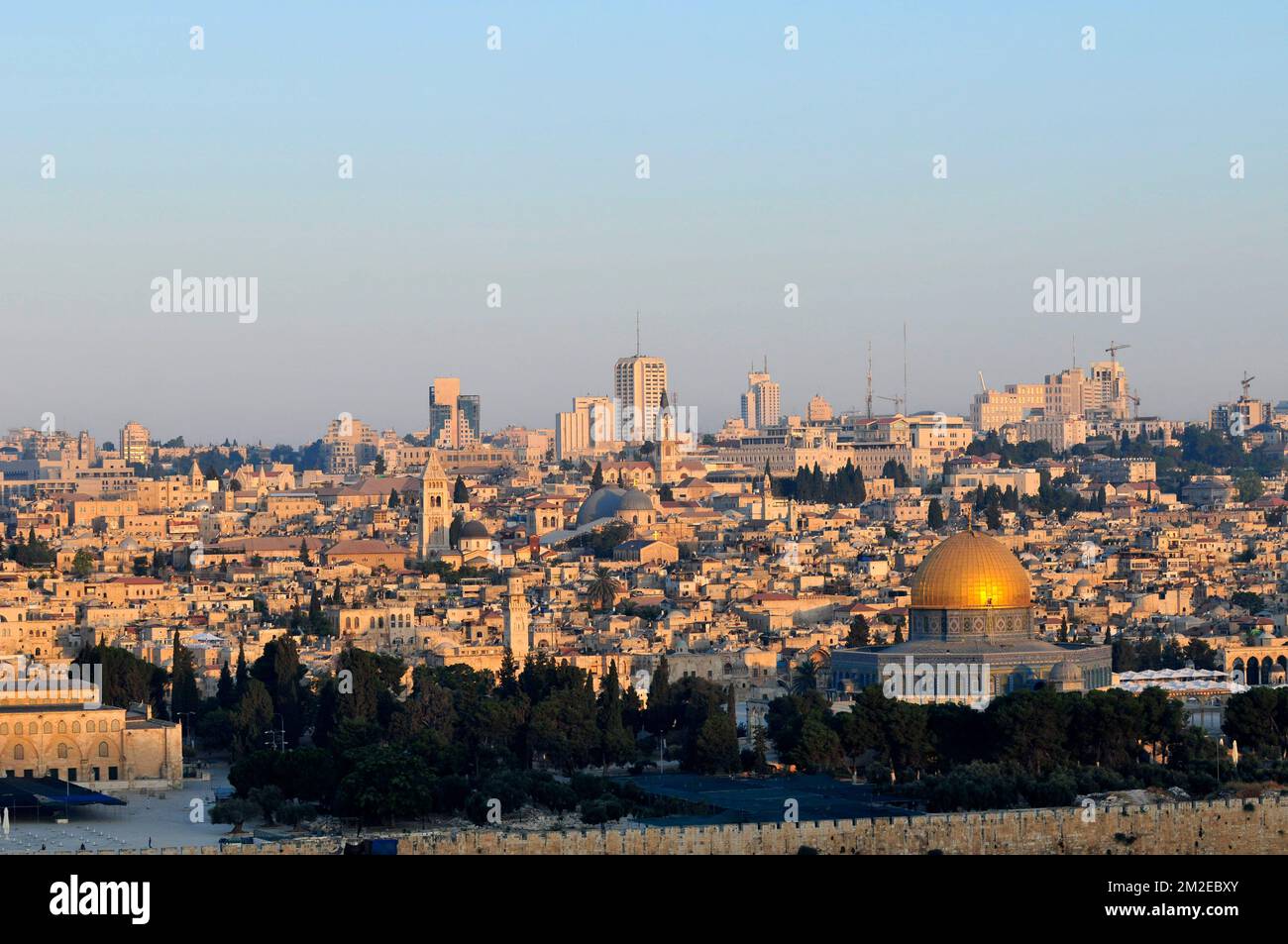 Early morning views of Jerusalem from the Mount of Olives in East