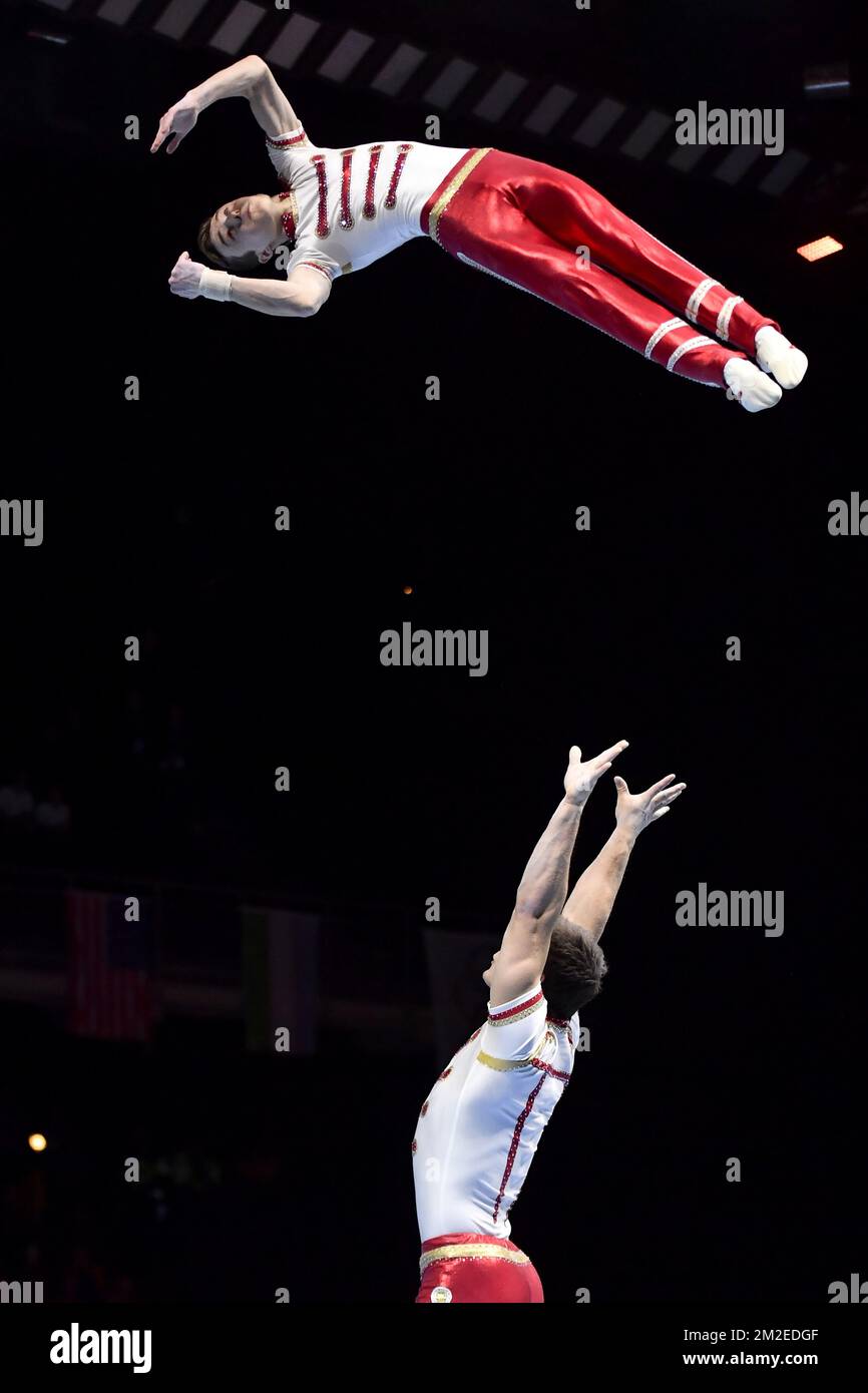 Belgian pair Robin Casse and Kilian Goffaux pictured in action during