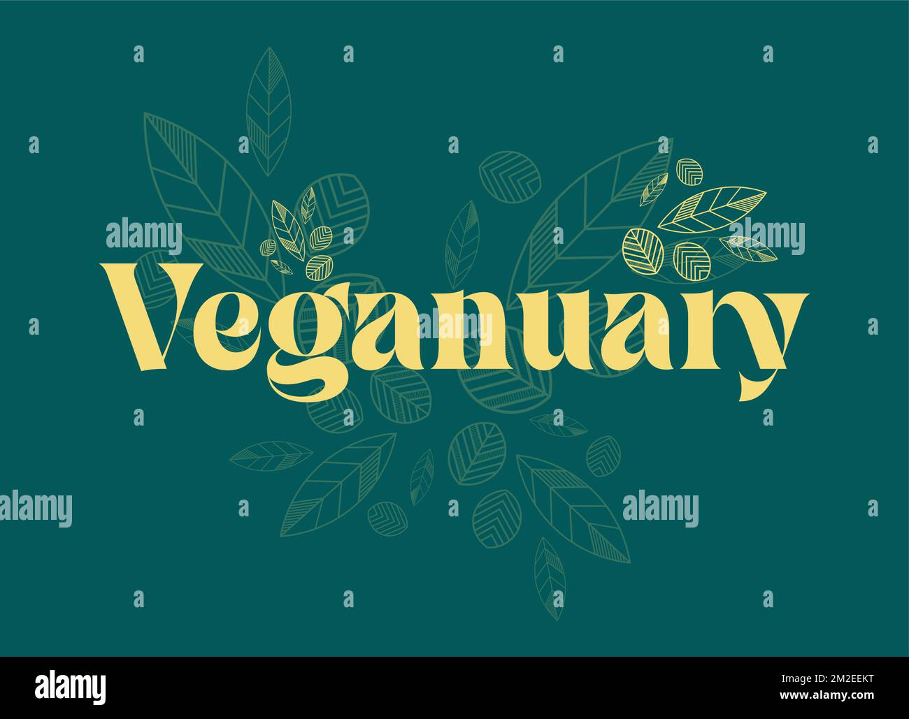 Veganuary Text design vector illustration on a green background. Stock Vector