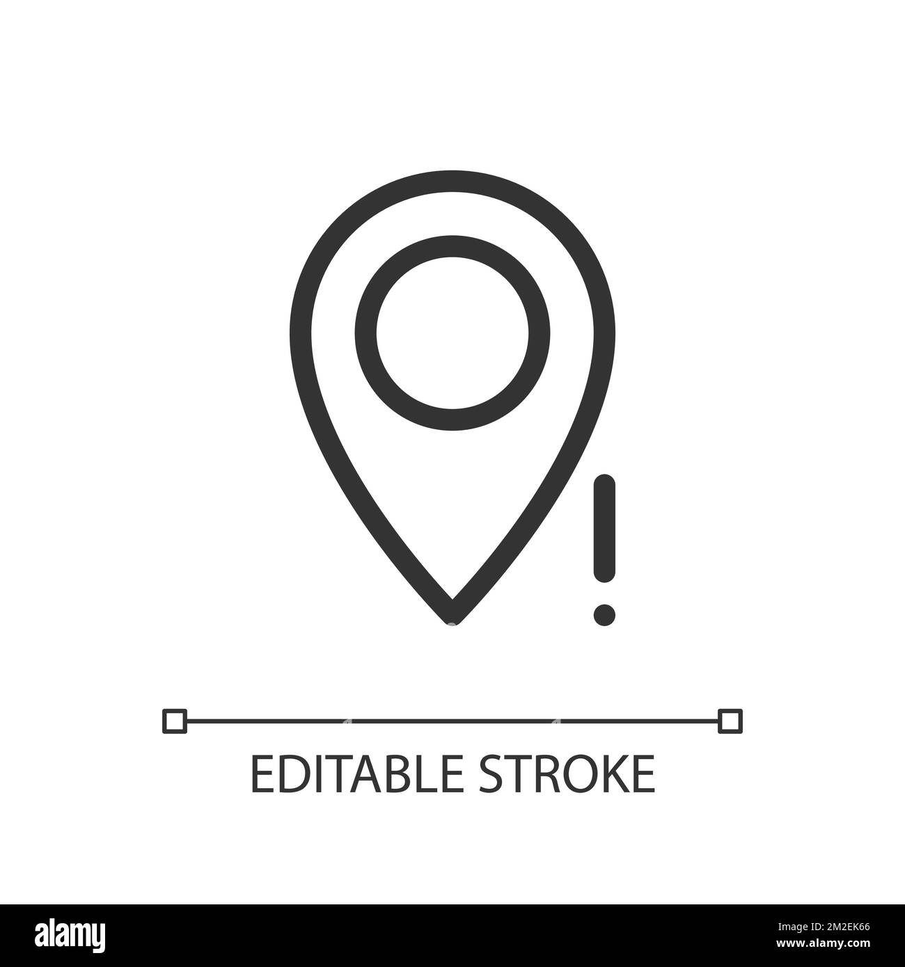 Wrong pin location pixel perfect linear ui icon Stock Vector