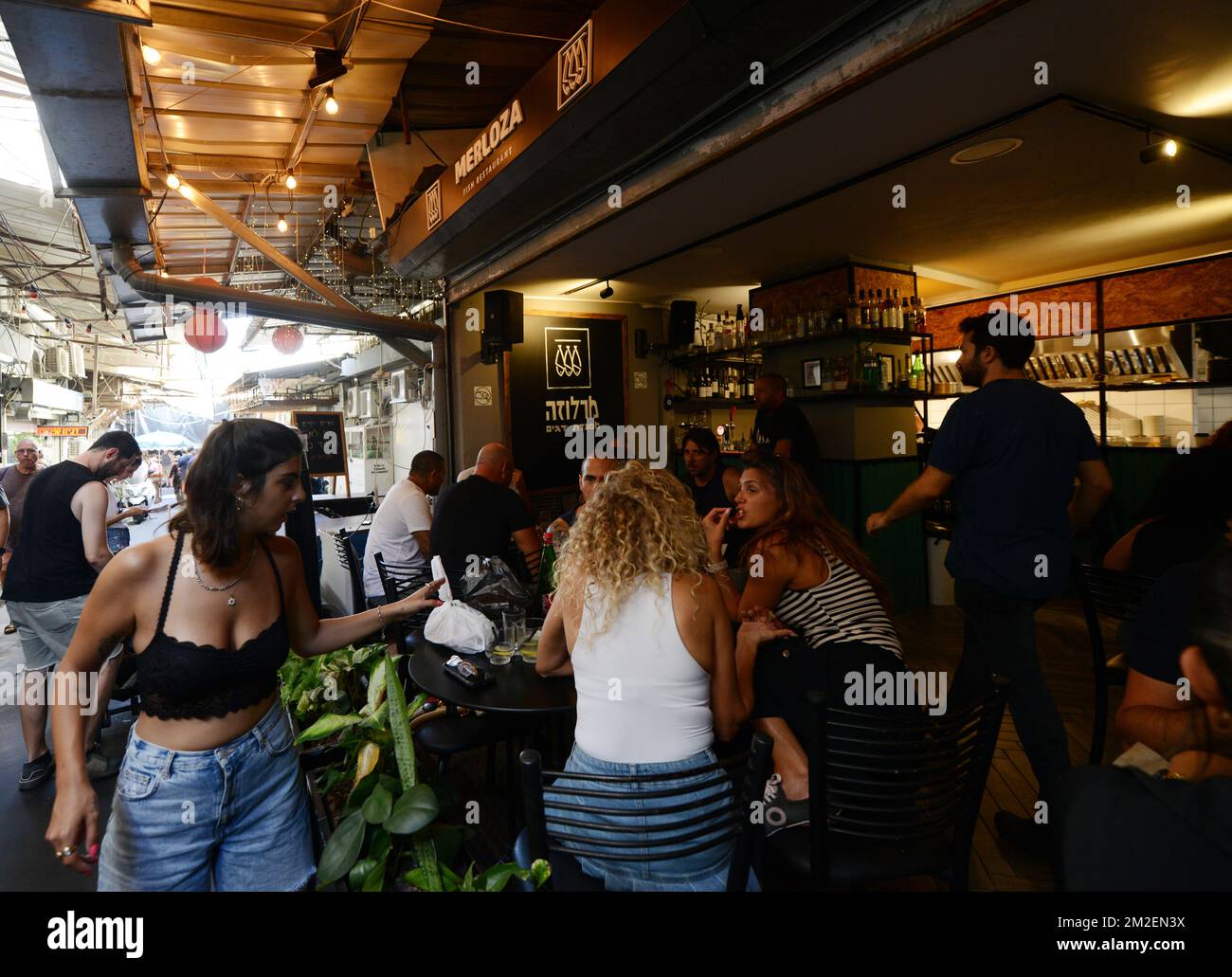 Vibrant bars and restaurants at the Carmel market in TelAviv, Israel Stock Photo Alamy