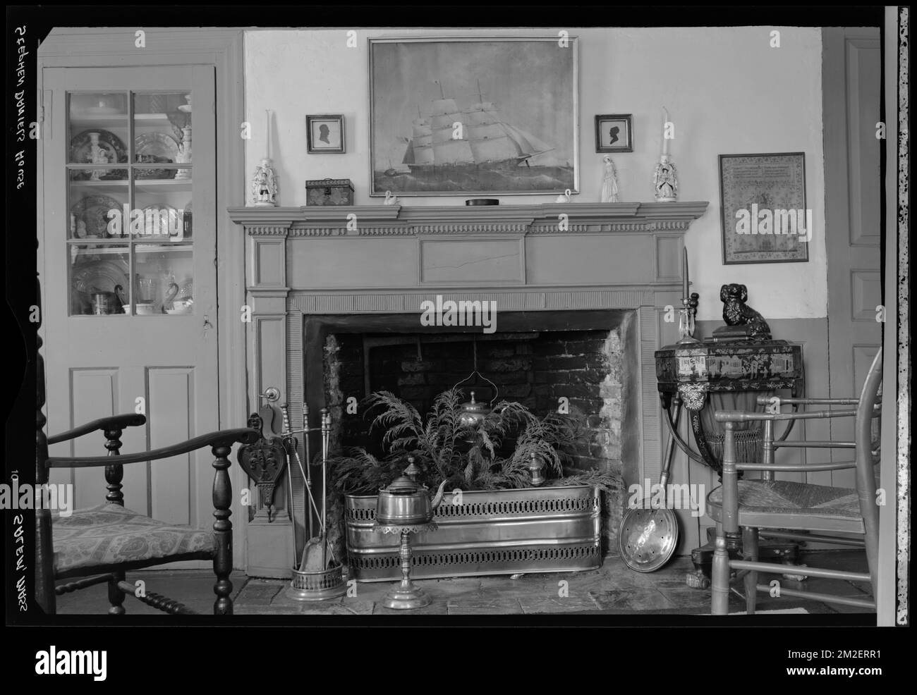 Daniels House, Salem interior, fireplace , Fireplaces. Samuel Chamberlain Photograph Negatives