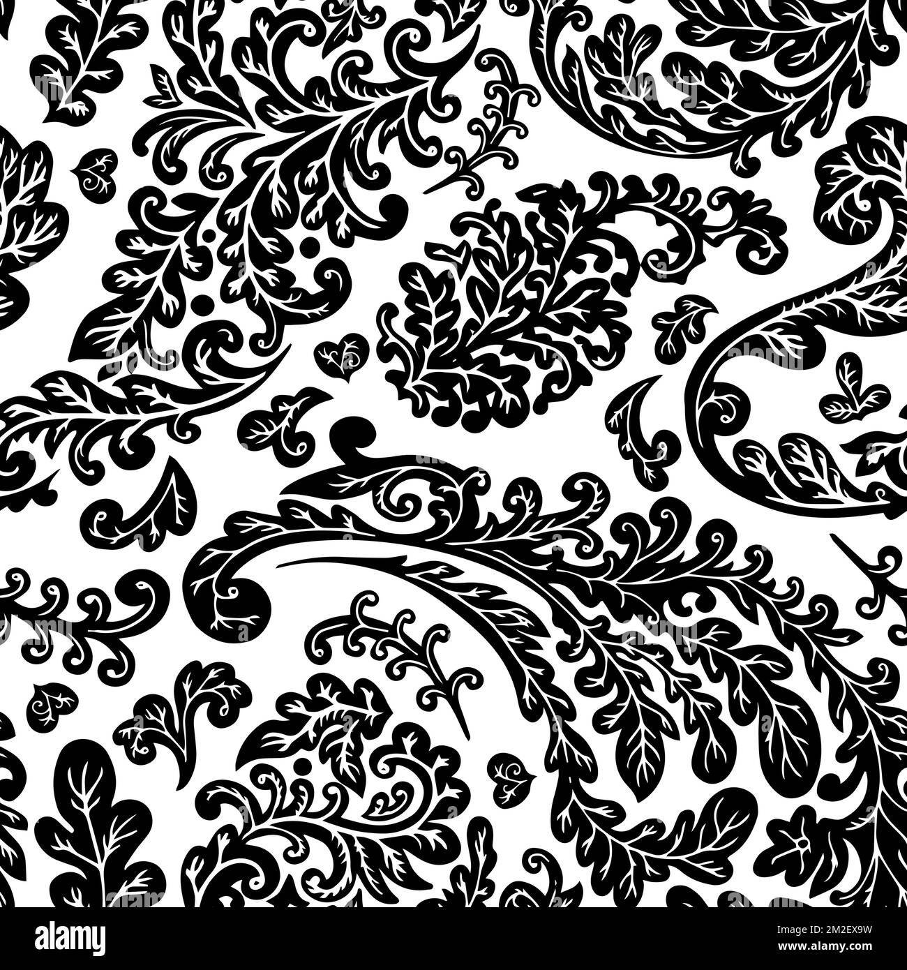 Seamless botanical floral pattern Black and White Stock Photos & Images ...