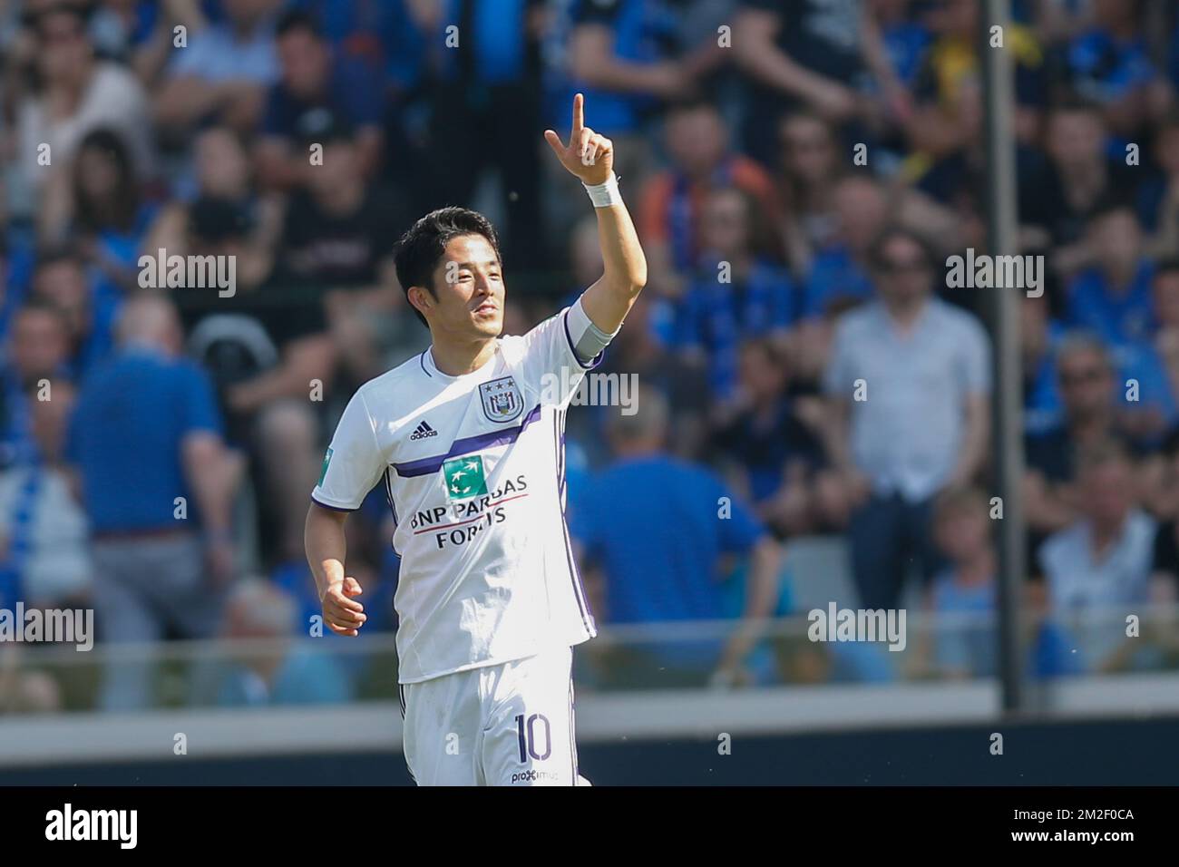 Anderlecht's Ryota Morioka celebrates after scoring the 2-0 goal