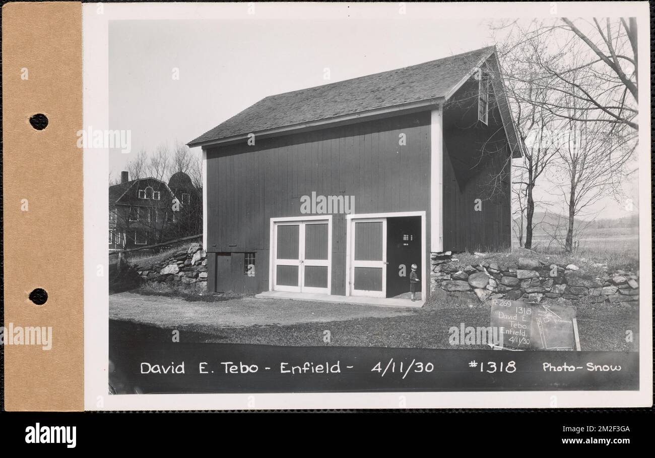David E. Tebo, garage, Enfield, Mass., Apr. 11, 1930 : Parcel no. 269-54, Mary E. Tebo heirs , waterworks, reservoirs water distribution structures, real estate, residential structures, garages, children people by age group Stock Photo