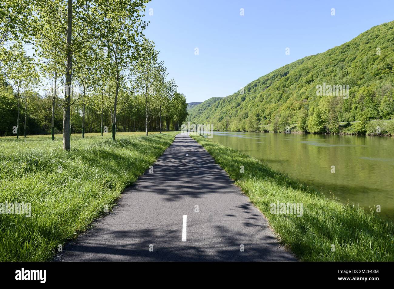 The Voie Verte along the river Meuse is a pedestrian and bike path ...