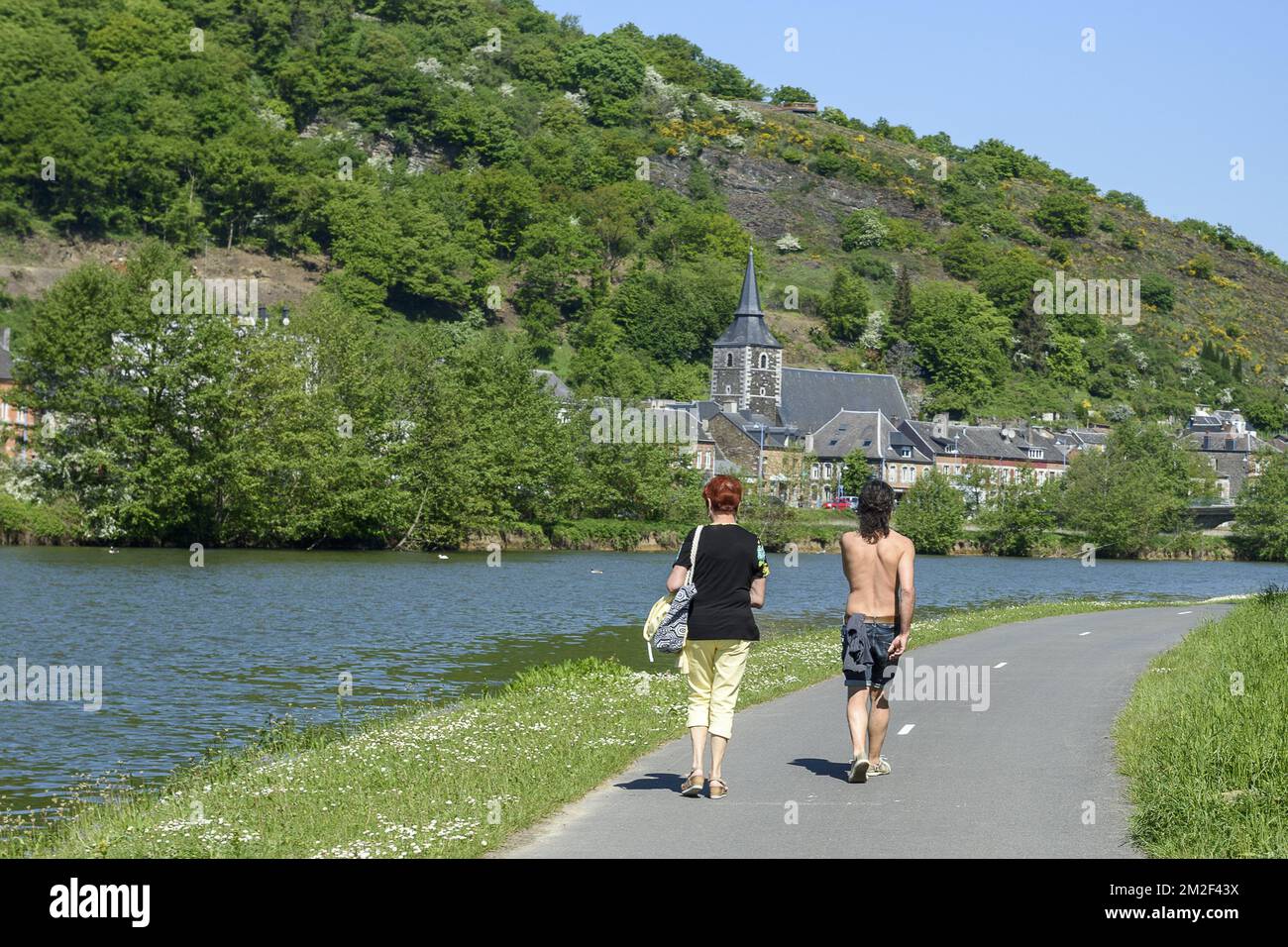 The Voie Verte along the river Meuse is a pedestrian and bike path ...