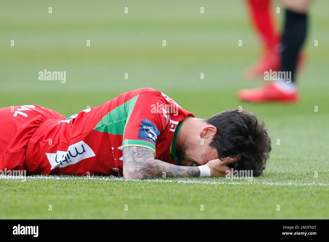 Oostende's Fernando Canesin pictured during the Jupiler Pro League match between KAS Eupen and KV Oostende, in Eupen, Saturday 12 May 2018, on day nine of the Play-Off 2B of the Belgian soccer championship. BELGA PHOTO BRUNO FAHY Stock Photo