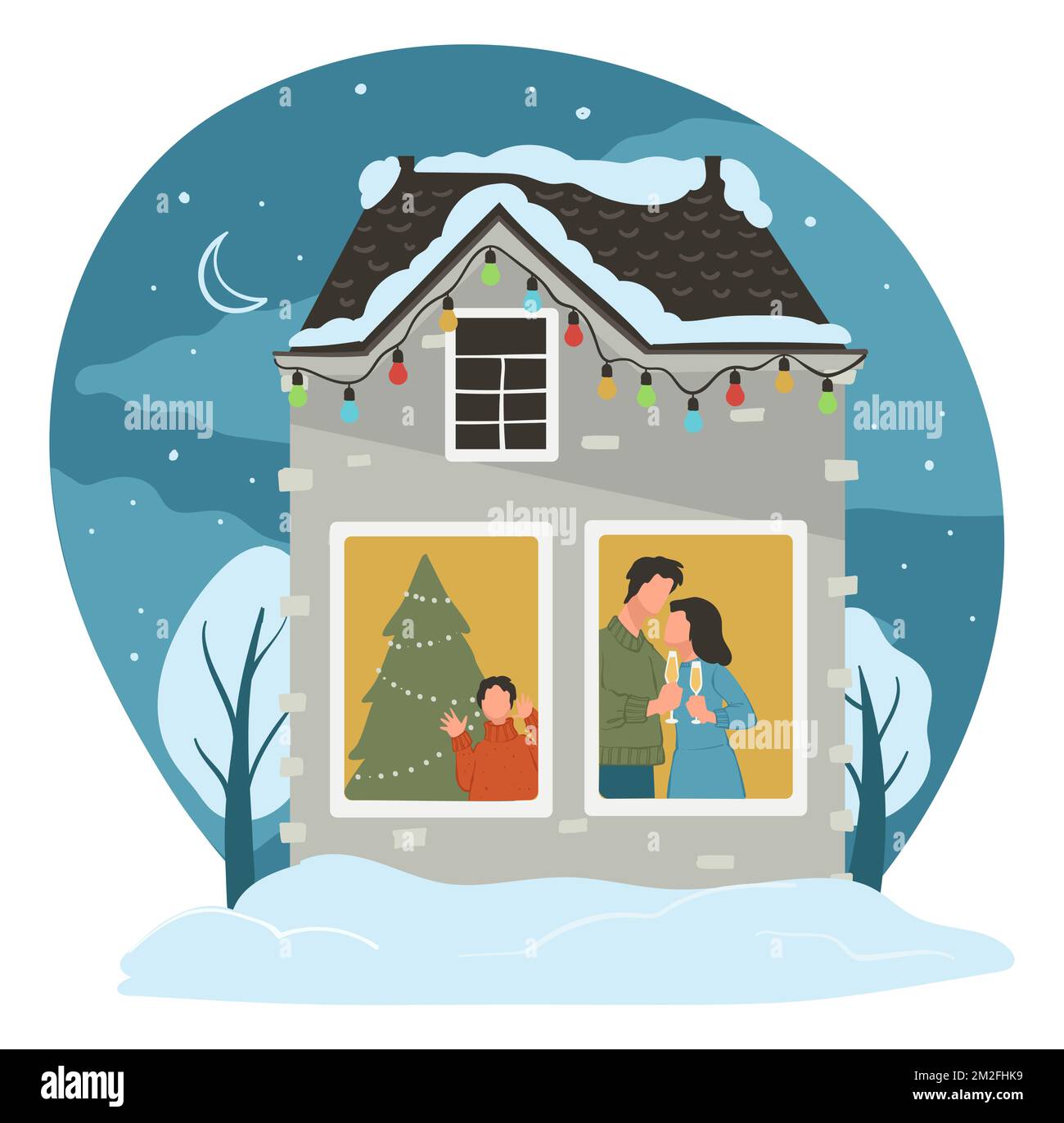 Christmas family holidays celebration at home Stock Vector