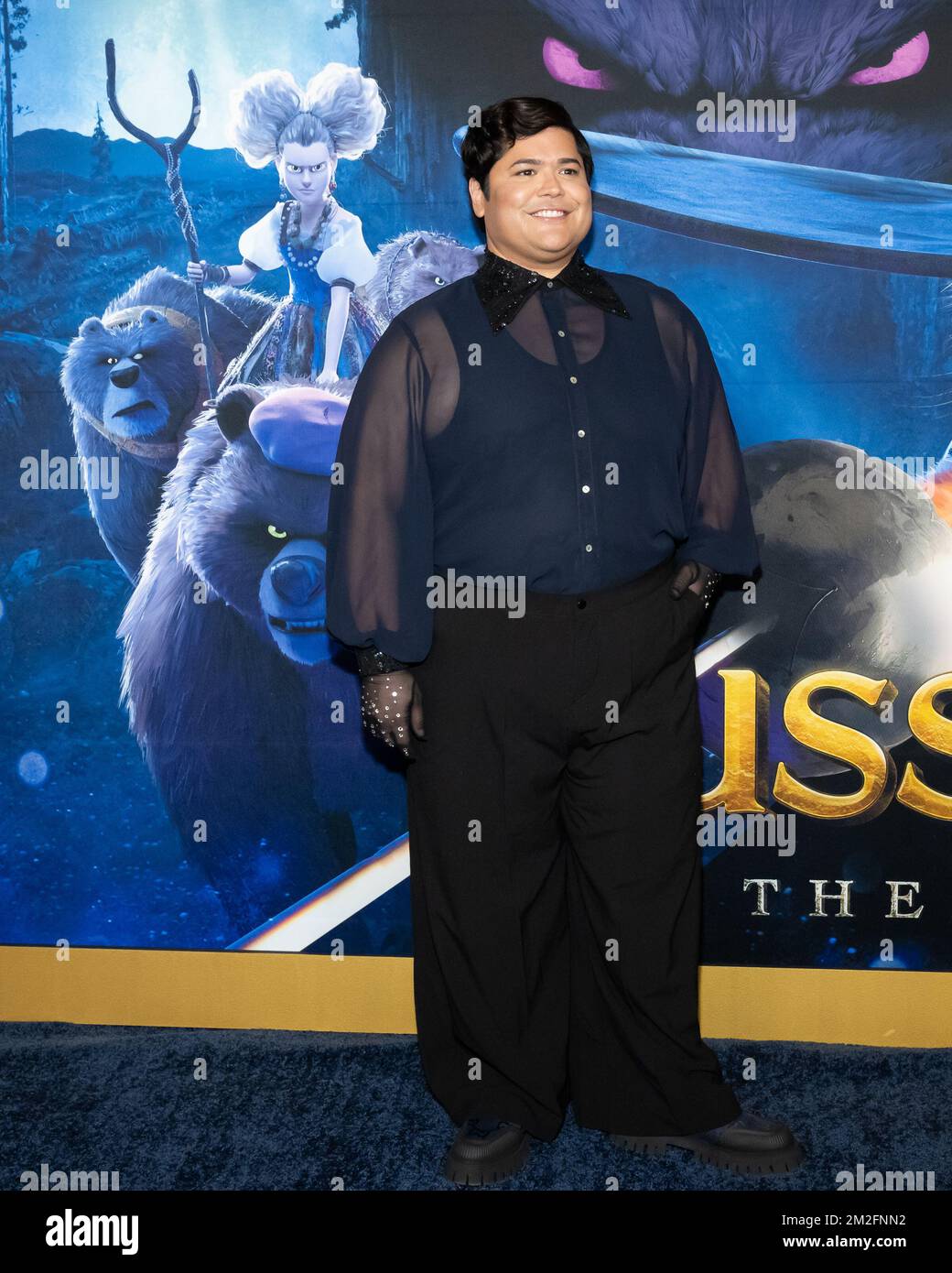 New York, USA. 13th Dec, 2022. Harvey Guillén arrives on the red carpet for the premiere of “Puss in Boots: The Last Wish“ at Jazz at Lincoln Center's Frederick P. Rose Hall in New York, New York, on Dec. 13, 2022. (Photo by Gabriele Holtermann/Sipa USA) Credit: Sipa USA/Alamy Live News Stock Photo
