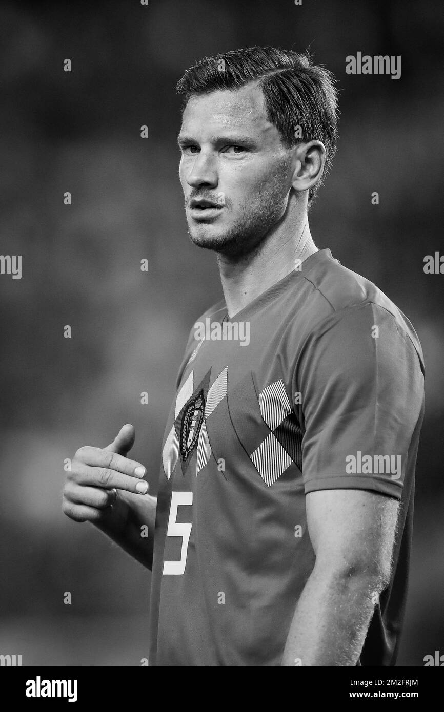 Belgium's Jan Vertonghen pictured during a friendly soccer game between Belgian national team Red Devils and Portugal, Saturday 02 June 2018, in Brussels. The teams are preparing for the upcoming FIFA World Cup 2018 in Russia. BELGA PHOTO BRUNO FAHY Stock Photo