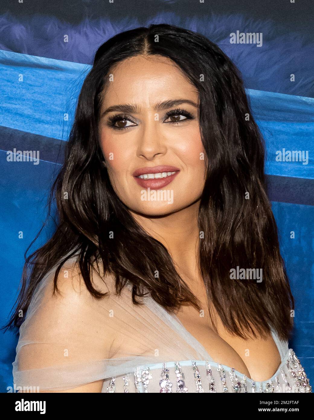 New York, USA. 13th Dec, 2022. Salma Hayek arrives on the red carpet for the premiere of “Puss in Boots: The Last Wish“ at Jazz at Lincoln Center's Frederick P. Rose Hall in New York, New York, on Dec. 13, 2022. (Photo by Gabriele Holtermann/Sipa USA) Credit: Sipa USA/Alamy Live News Stock Photo