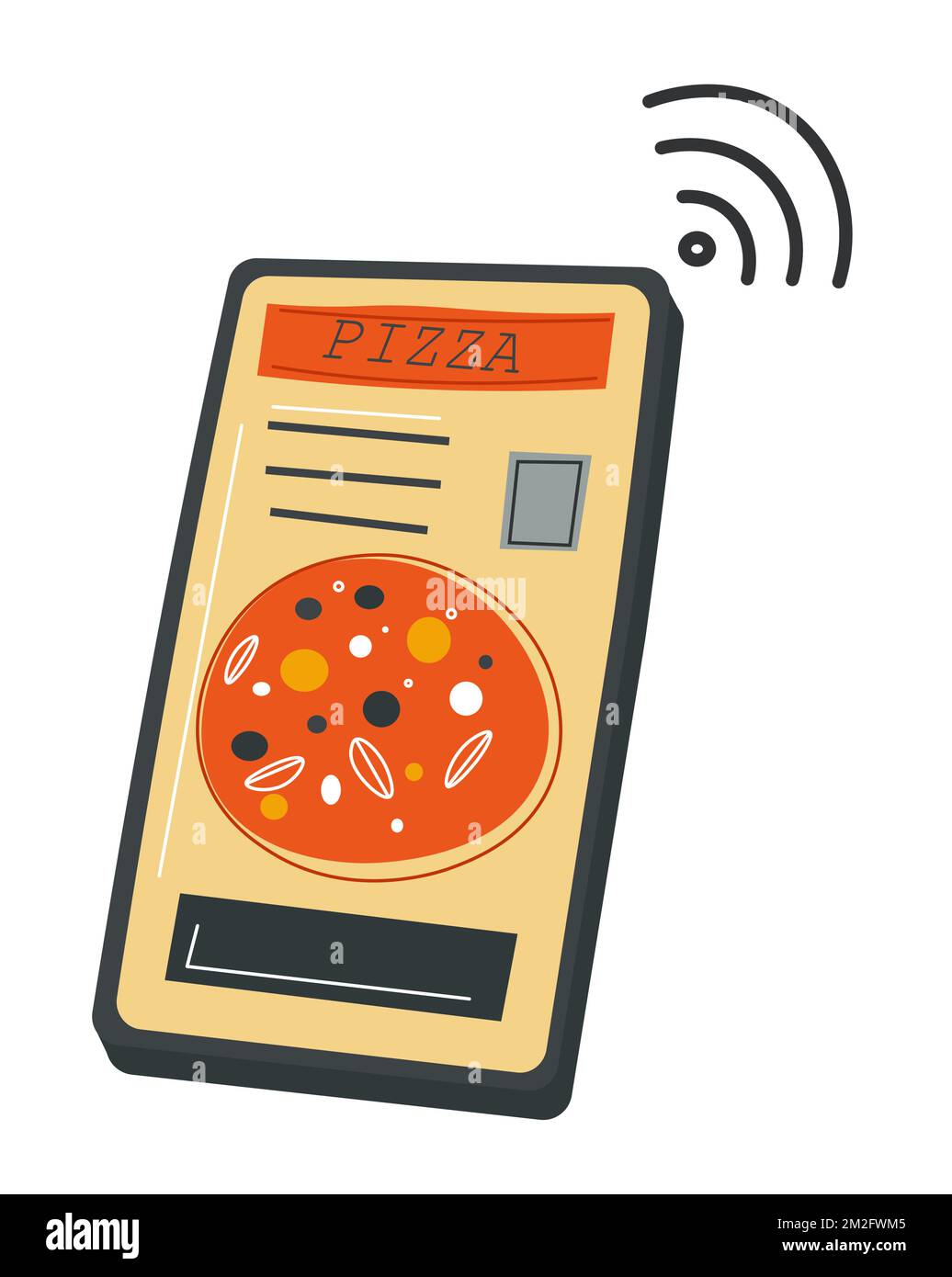 Pizzeria phone application with menu and prices Stock Vector
