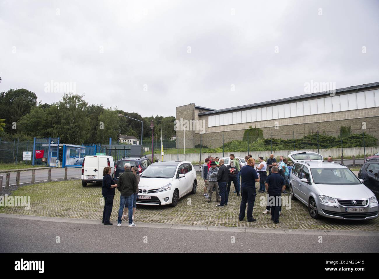 Illustration picture shows a union protest at the Jamioulx prison, during the general strike of the prison wardens, on Tuesday 19 June 2018. BELGA PHOTO LAURIE DIEFFEMBACQ  Stock Photo