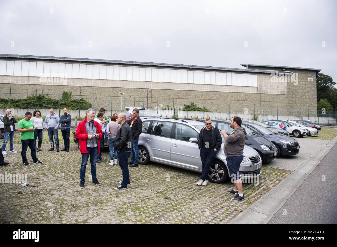 Illustration picture shows a union protest at the Jamioulx prison, during the general strike of the prison wardens, on Tuesday 19 June 2018. BELGA PHOTO LAURIE DIEFFEMBACQ  Stock Photo
