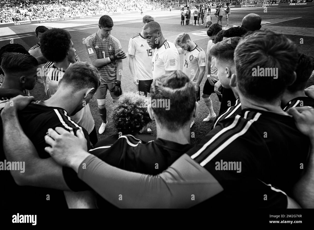 Belgium's players pictured at the start of the second game of Belgian national soccer team the Red Devils against Tunisia national team in the Spartak stadium, in Moscow, Russia, Saturday 23 June 2018. Belgium won its first group phase game. BELGA PHOTO BRUNO FAHY Stock Photo