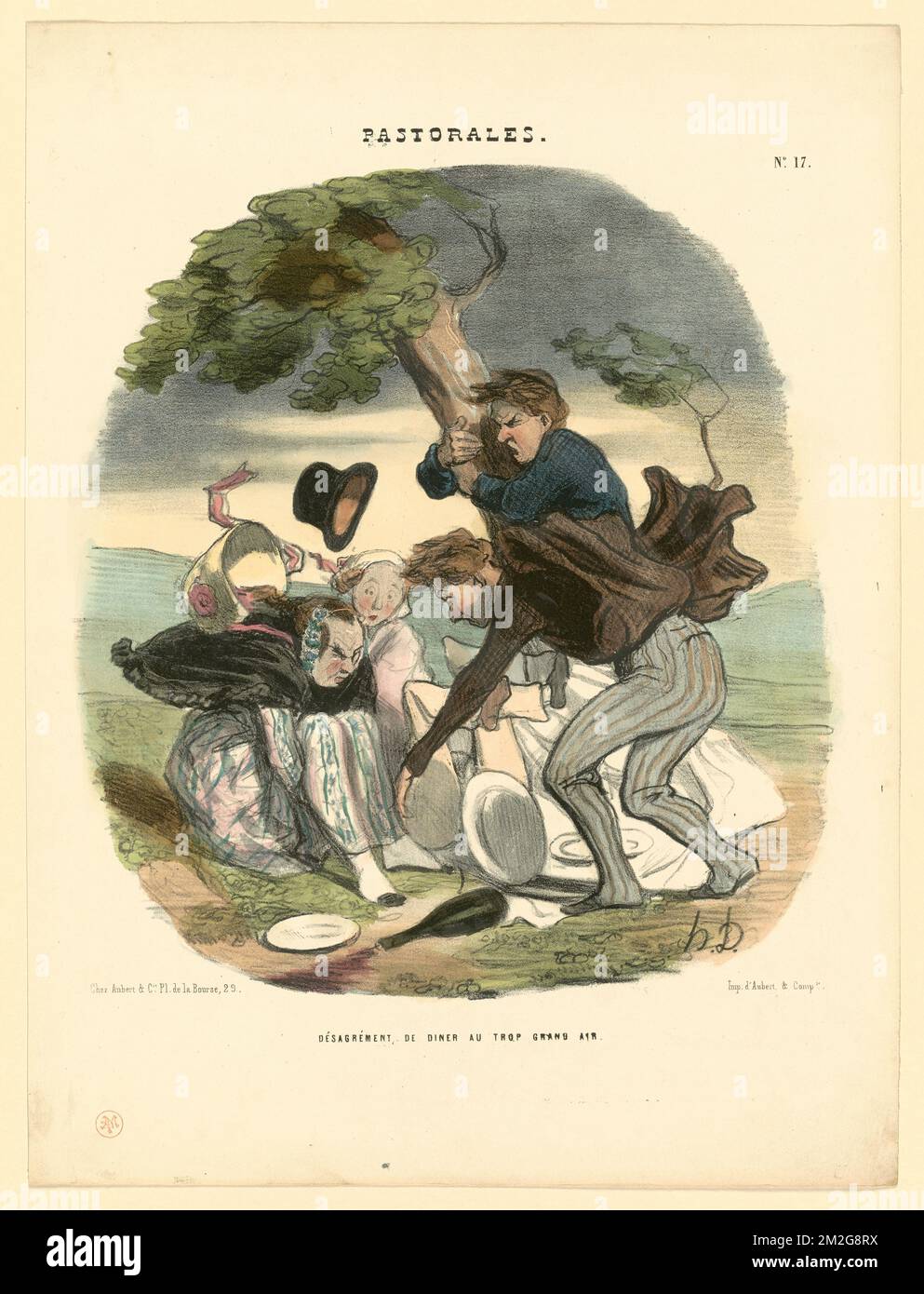 Désagrément de dîner au trop grand air. Honoré Daumier (1808-1879 ...