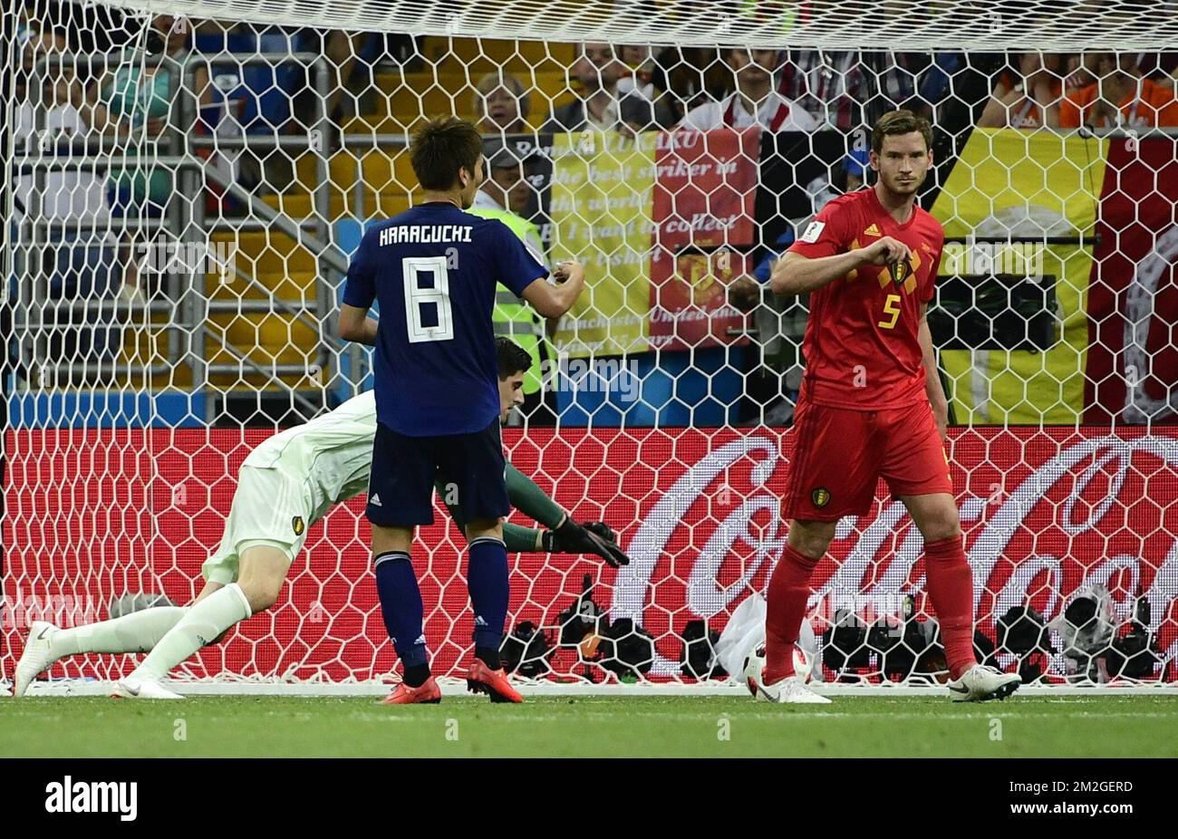 Belgium's Goalkeeper Thibaut Courtois, Japan's Genki Haraguchi And ...