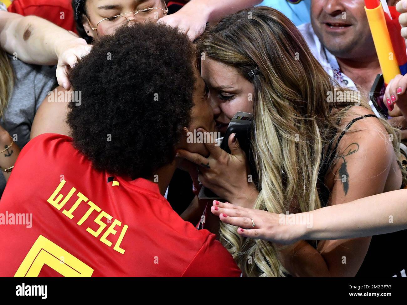 Belgium's Axel Witsel and Witsel's wife Rafaella Szabo celebrate after(02)