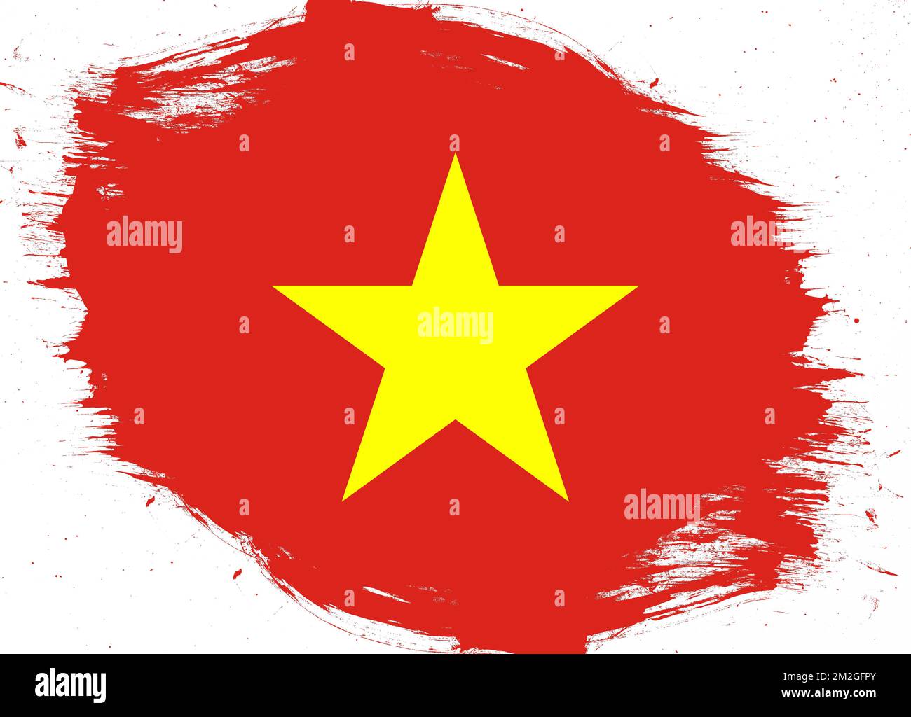 Vietnam flag on distressed grunge brush background Stock Photo - Alamy