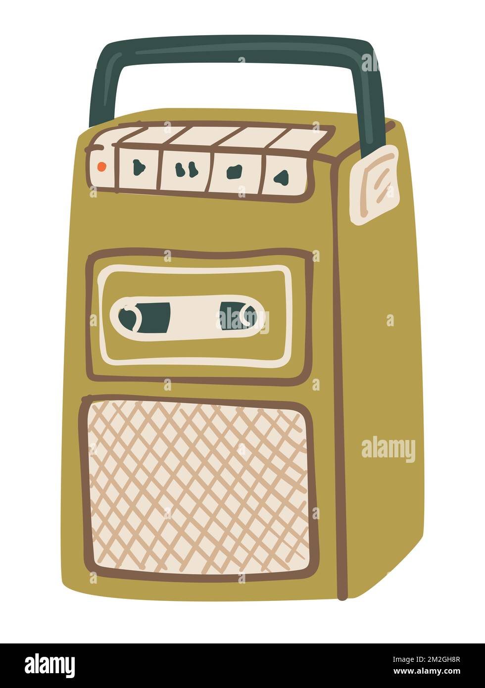Vintage magnetophone or cassette recorder system Stock Vector